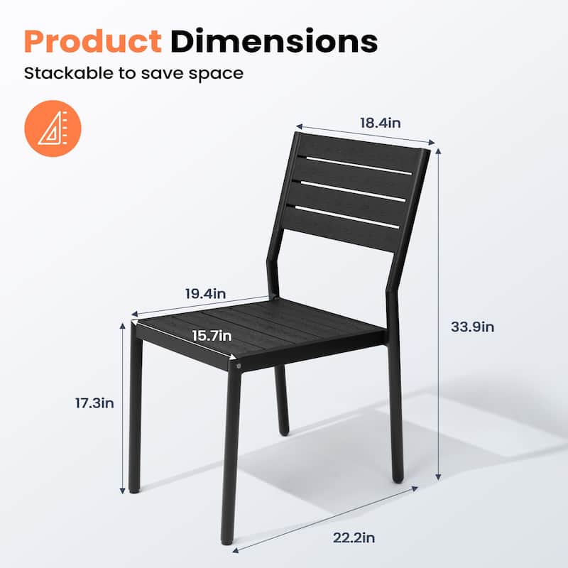 Pellebant Outdoor Patio Aluminum Stackable Dining Chairs - 19.4in D x 15.7in W x 33.9in H