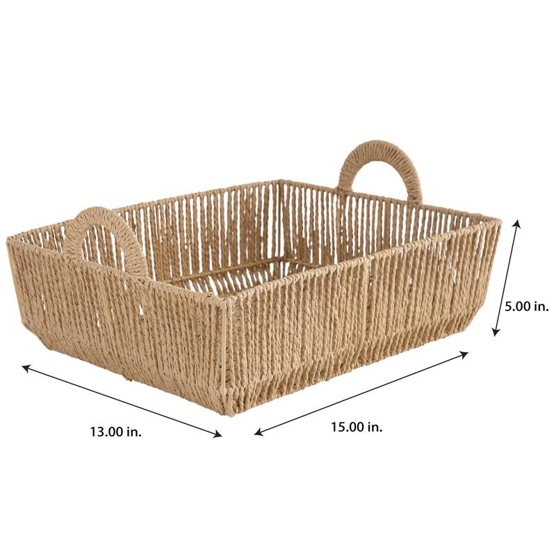 Simplify Vertical Weave Storage Basket with Round Handles
