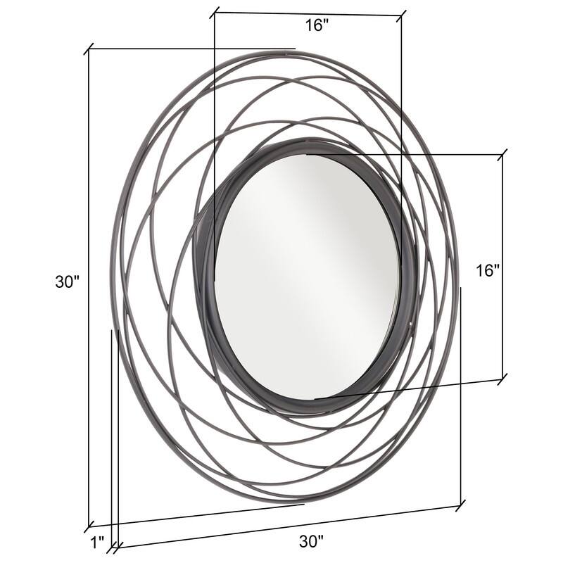 Layla Modern Round Metal Modern Wall Mirror - Black - 30"H x 30"W - 30