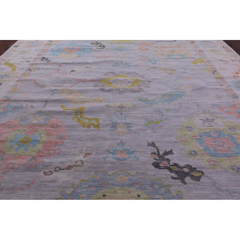 Golden Nile Grey Turkish Oushak Hand Knotted Wool Rug - 12' 1" X 14' 10"