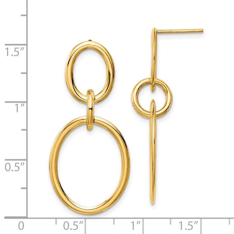 Curata 14k Yellow Gold Hoop Earrings - 38x17mm Wide