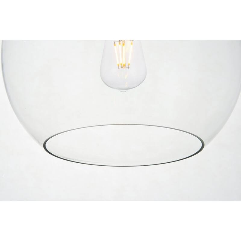 Brad 1-Light Plug in Pendant with Clear Shade - Black - 10" Diameter