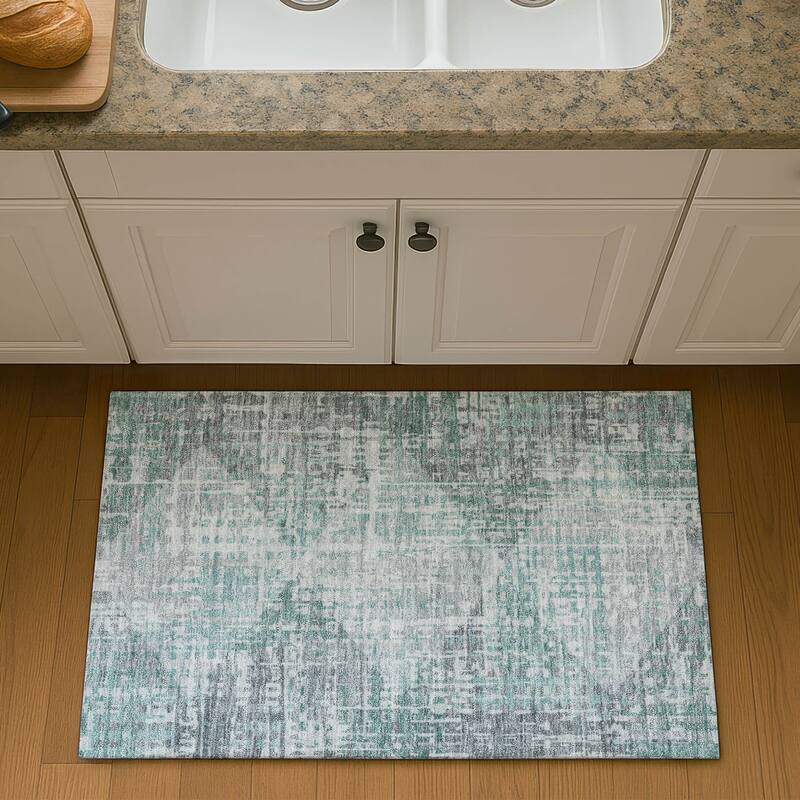 Premium Washable Super Soft Modern Diamonds Mayfield Rug - Teal - 1'8" x 2'6"