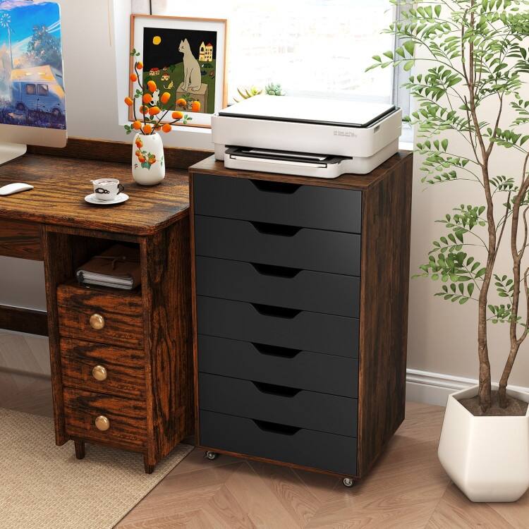 7-Drawer Chest Storage Dresser Floor Cabinet Organizer with Wheels
