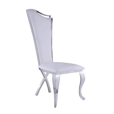 Somette White Contemporary Tall Back Side Chair, Set of 2