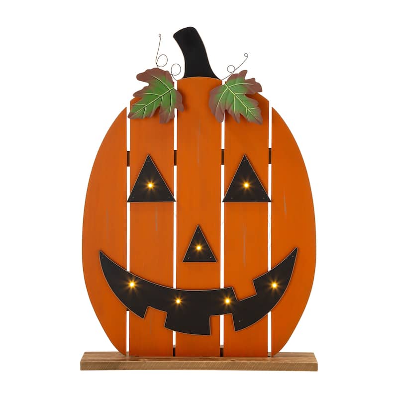 Glitzhome 29"H Halloween Lighted Cutout Pumpkin Porch Decor - Large