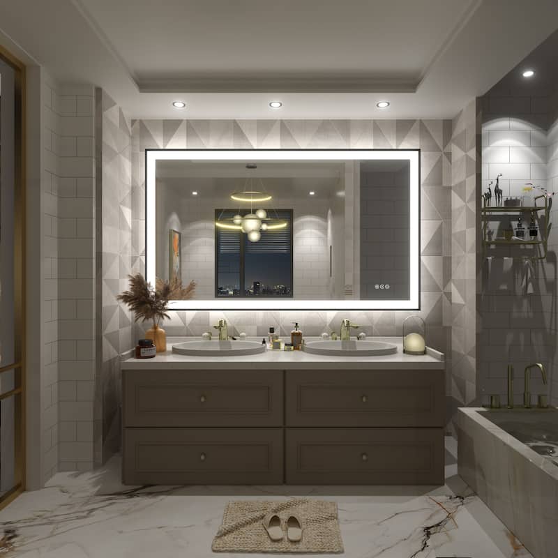 Front & Back LED Anti-Fog Tempered Glass Framed Bathroom/Vanity Mirror 3-Year Warranty