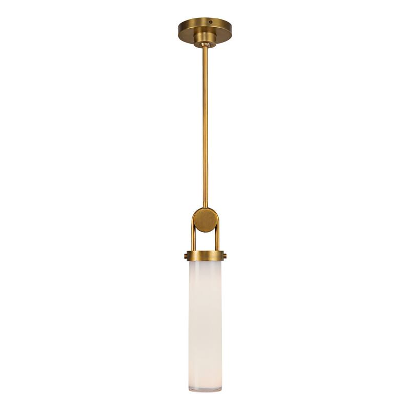 Alora Lighting PD355015 Wynwood 15" Tall Mini Pendant - Vintage Brass / Glossy Opal Glass