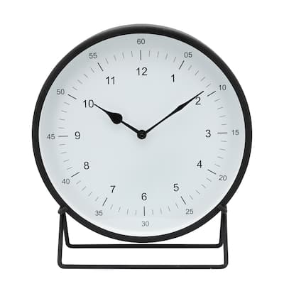 Metal, 13"h Round Table Clock, Black 13"H - 12.0" x 2.75" x 13.0"