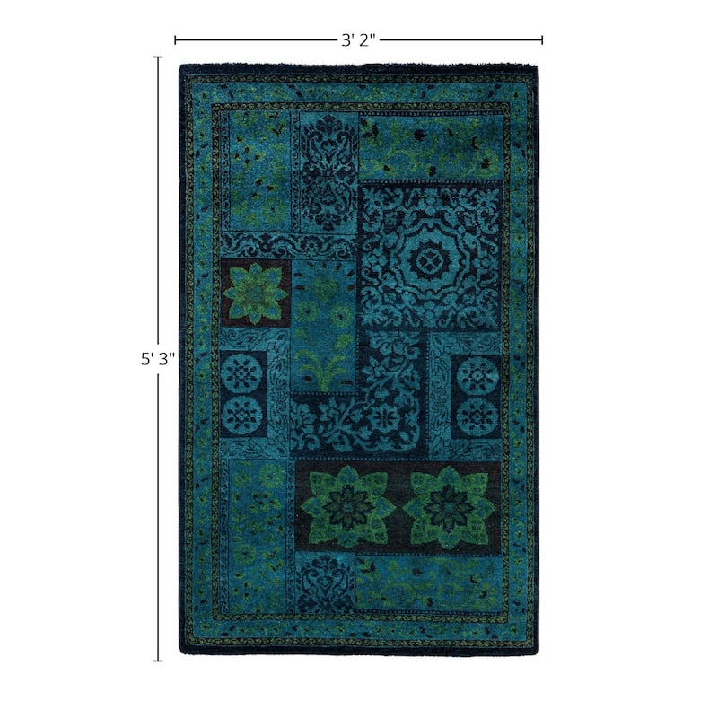 Overdyed One-of-a-Kind Hand-Knotted Area Rug - Black - 3' 2" x 5' 3"