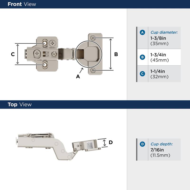 Amerock BP9240SCFR Full Inset Frameless Soft Close Euro Concealed