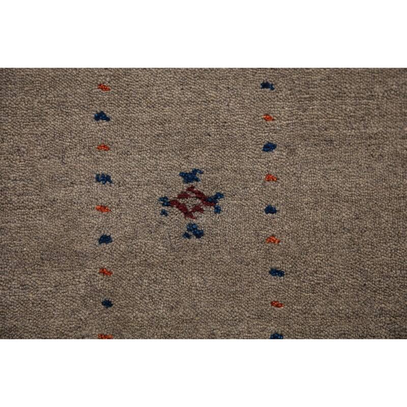 Gabbeh Oriental Area Rug Hand-Knotted Beige Tribal Wool Carpet - 5'7" x 7'10"
