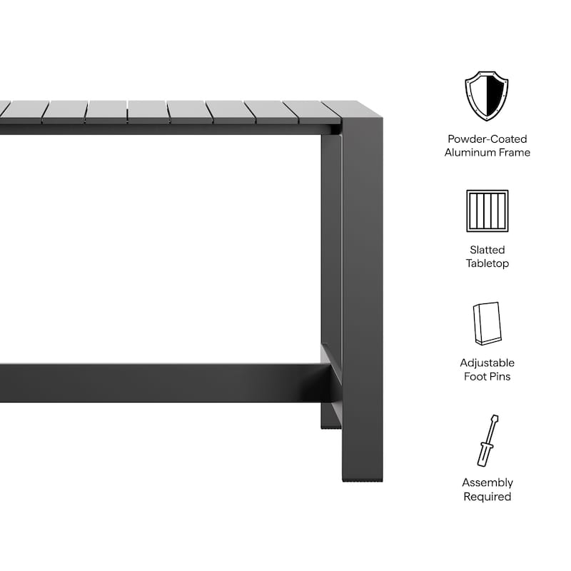 Tahoe 59 Inch Rectangle Outdoor Aluminum Bar Table