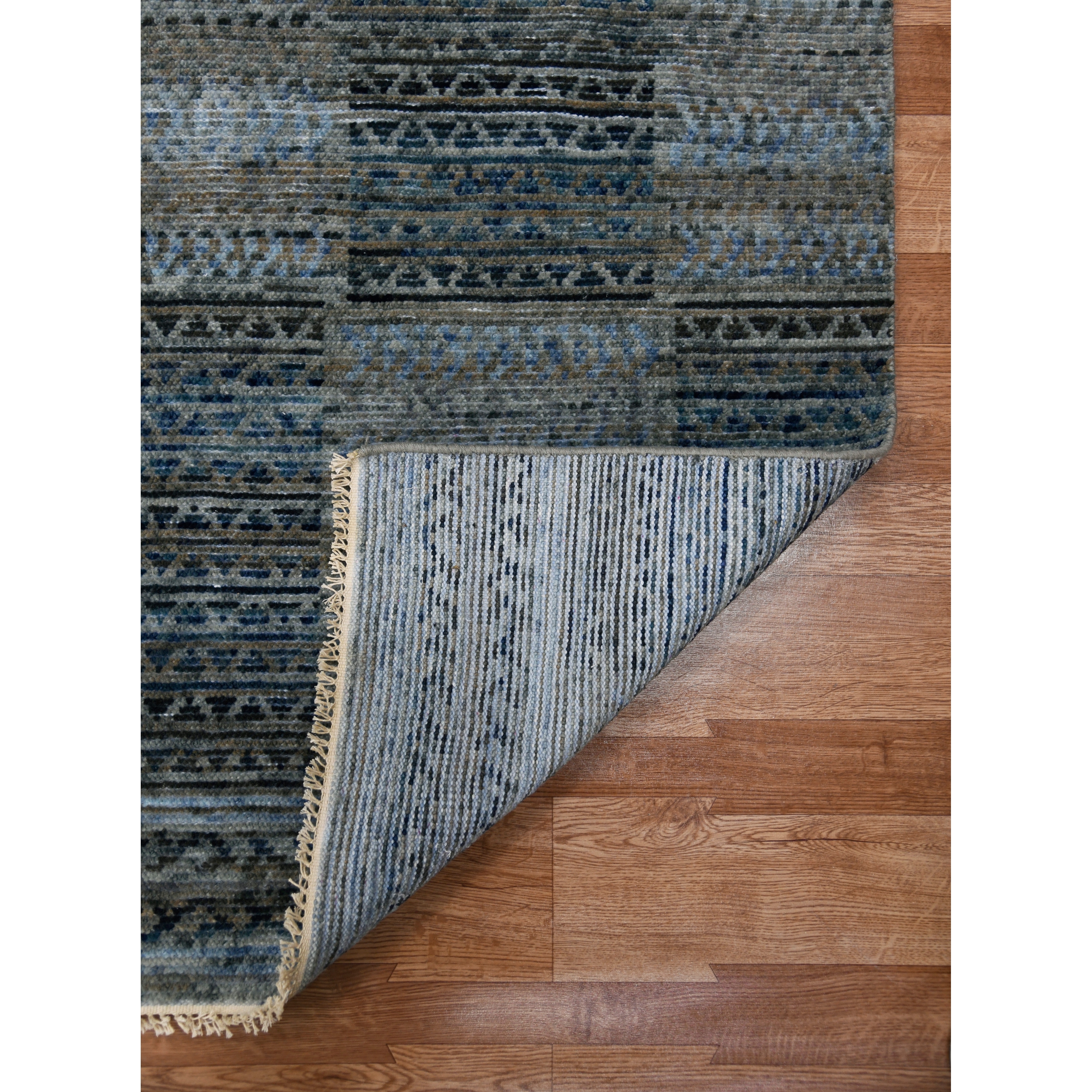 Lara Dee Handmade Knotted Geometric Wool Blend Gray Blue Area Rug Overstock 32324990