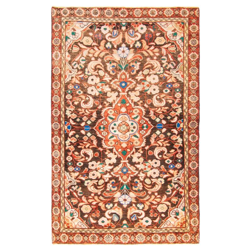 ECARPETGALLERY Hand-knotted Andelz Dark Brown Wool Rug - 4'0 x 6'6