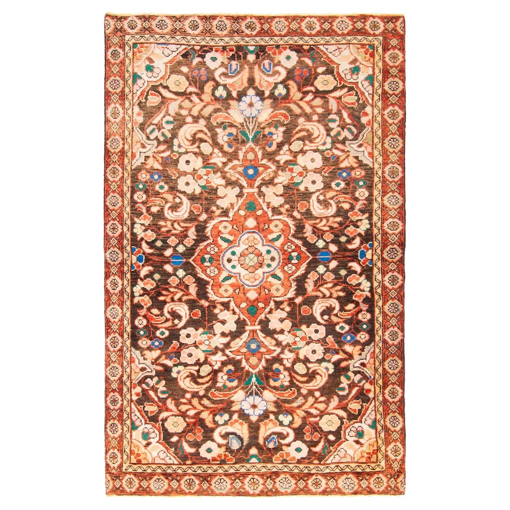 ECARPETGALLERY Hand-knotted Andelz Dark Brown Wool Rug - 4'0 x 6'6