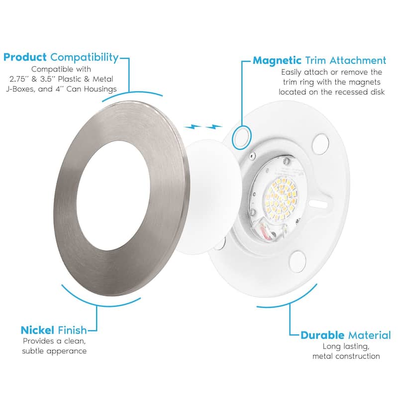 Luxrite 3-4 Inch LED Flush Mount & Recessed Light, 7.5W, 5CCT 2700K ...