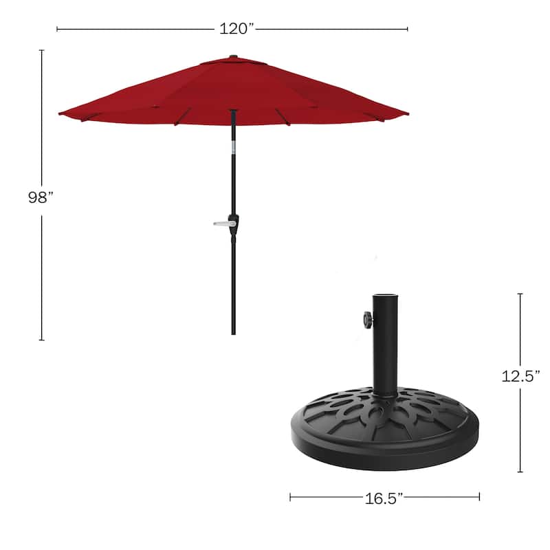 Pure Garden 10-Foot Outdoor Tilting Patio Umbrella with Base
