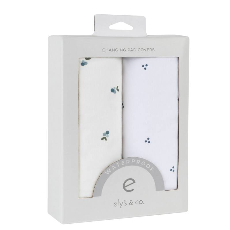 Ely's & Co. Baby Waterproof Changing Pad Cover Sheet Set - 2 Pack - 34" x 17" - Blue Berry