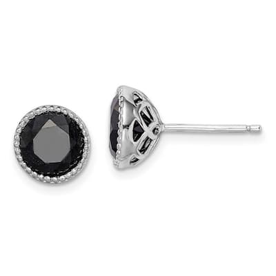 Curata 925 Sterling Silver Polished 10mm Black Sapphire Post Earrings