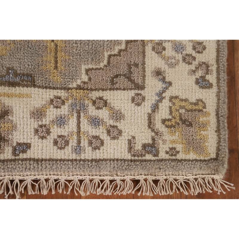 Earth Tone Grey Oushak Oriental Runner Rug Handmade Wool Carpet - 2'7"x 7'10"