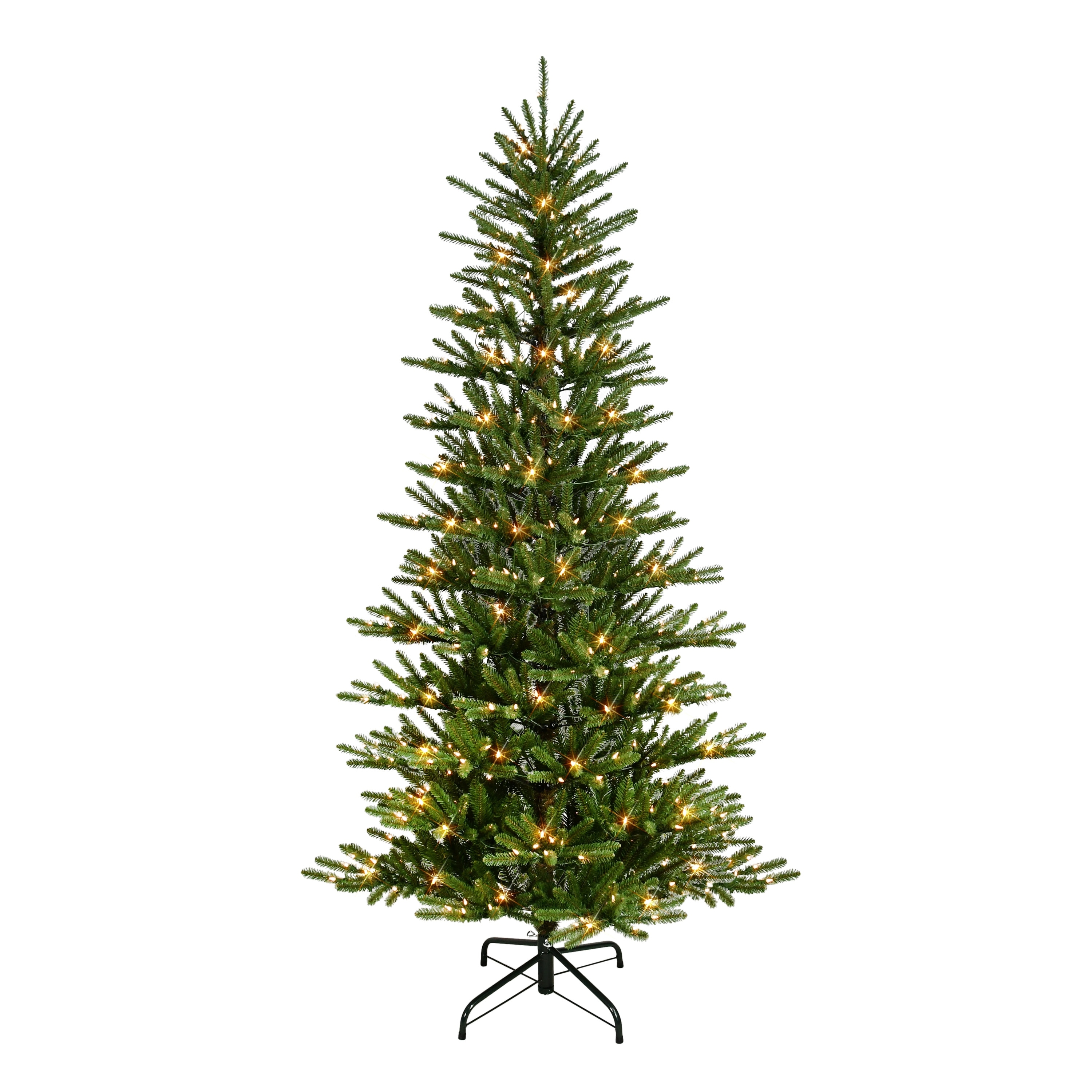 Puleo International 7.5 ft. Pre-Lit Artificial Mountain View Spruce Tree with 450 Warm White LED Lights