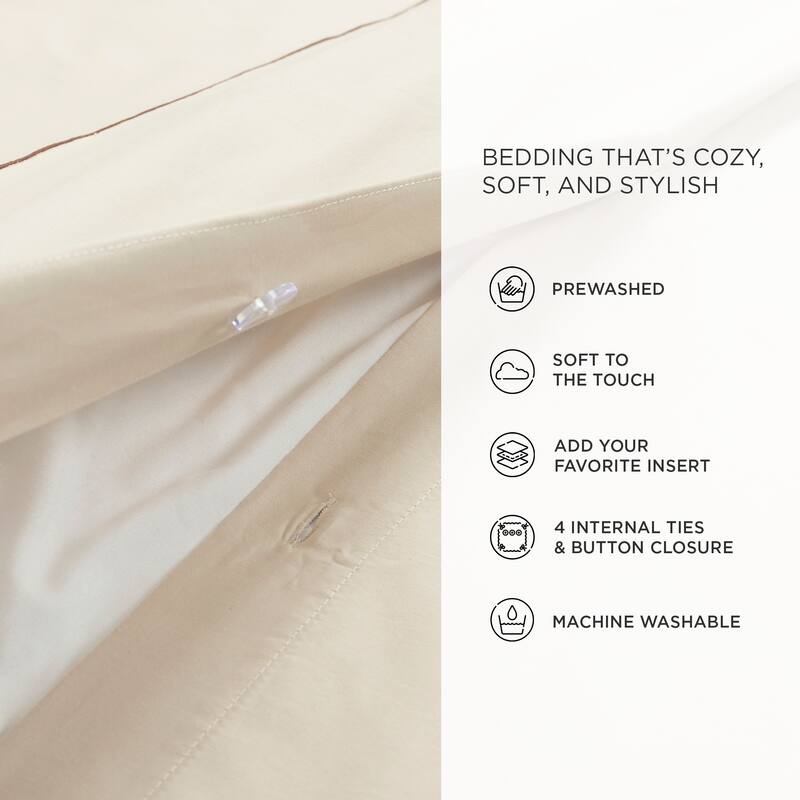 Lush Decor Hampton Double Flange Embroidered Contrast Edge Duvet Cover 3 Pieces Set