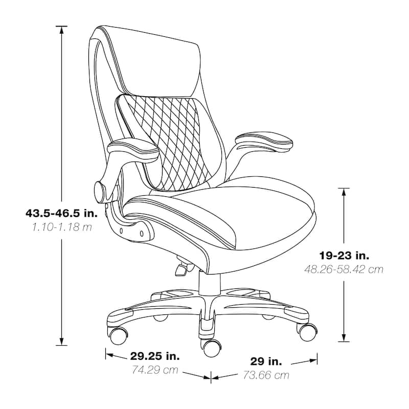Executive Chair in Bonded Leather with Flip Arms