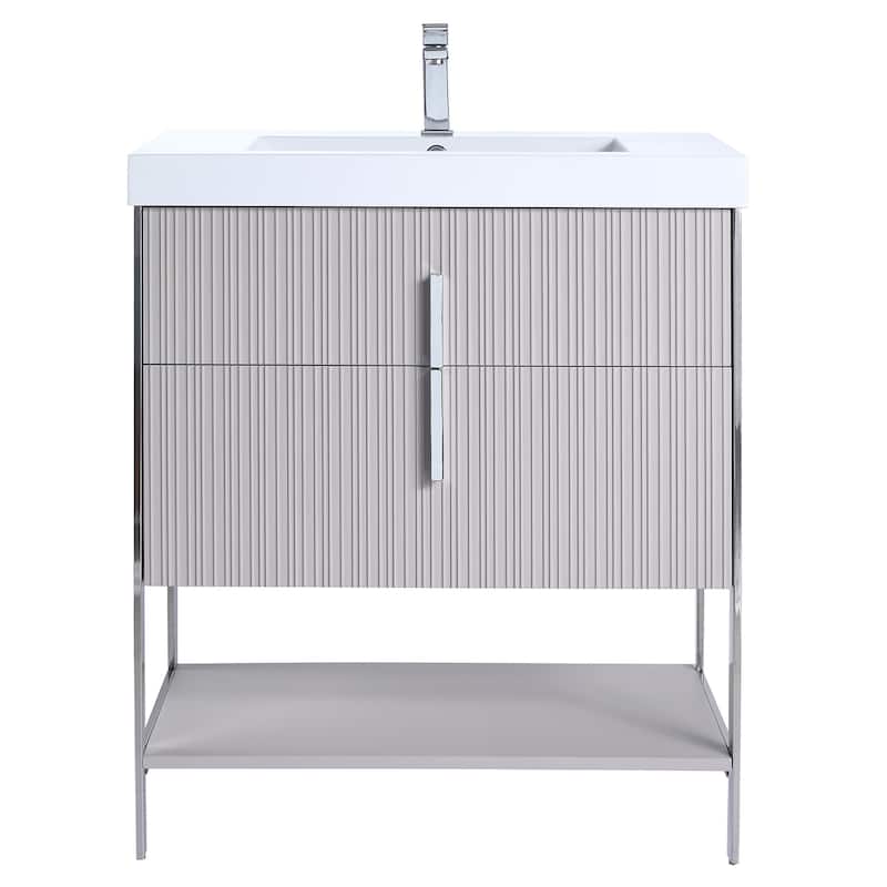 Fine Fixtures Serenity Modern Bathroom Vanity with White Gel Acrylic Top