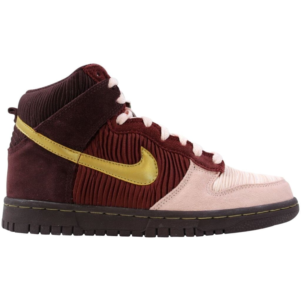 burgundy and gold nike shoes