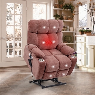 Dual Okin Motor Power Lift Recliner Chair with Heat and Massage, Lay ...