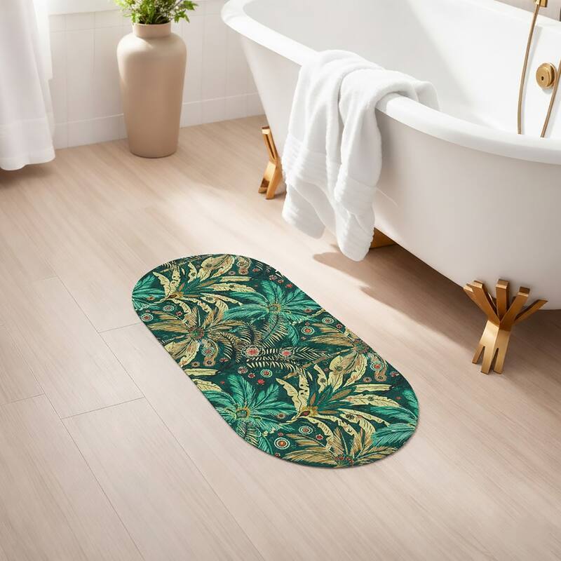 Decorative Runner Bath Mat 40x18 Ultra Absorbent Quick Dry Rug - Jungle Bloom