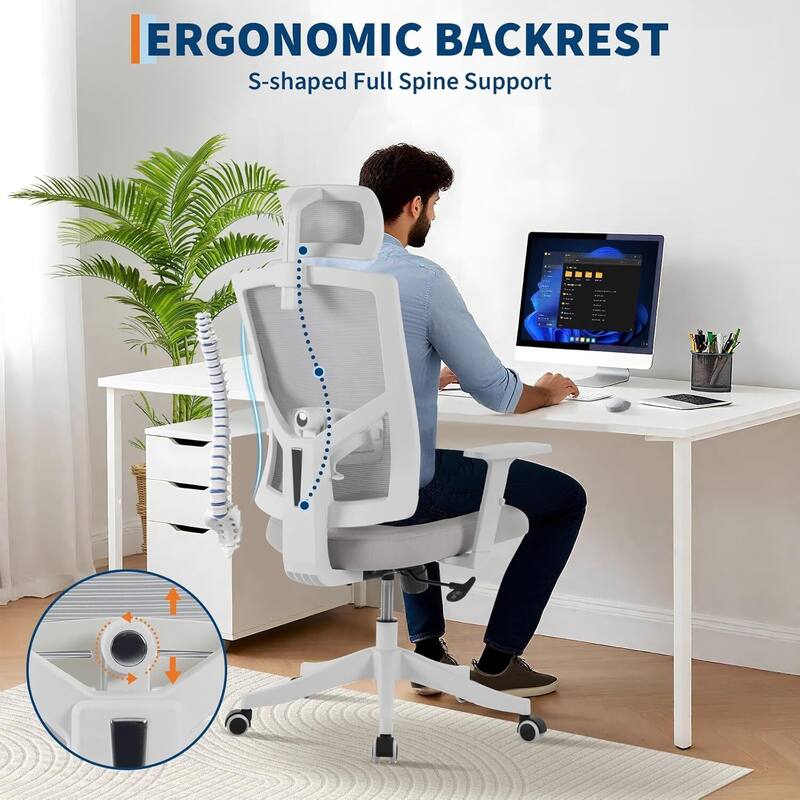 High Back Adjustable Ergonomic Desk Chair, Home Office Chair for Gaming, Naps