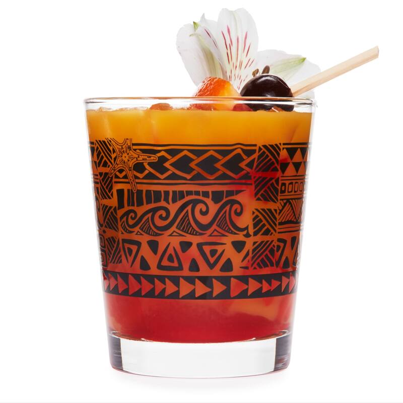 Libbey Tiki Kahiko Rocks Glass, Black, 13-ounce, Set of 4 - Set of 4