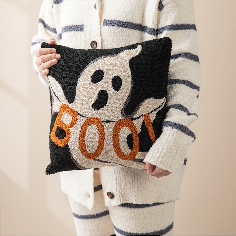 Glitzhome 14"L Polyester Halloween Ghost BOO Pillow