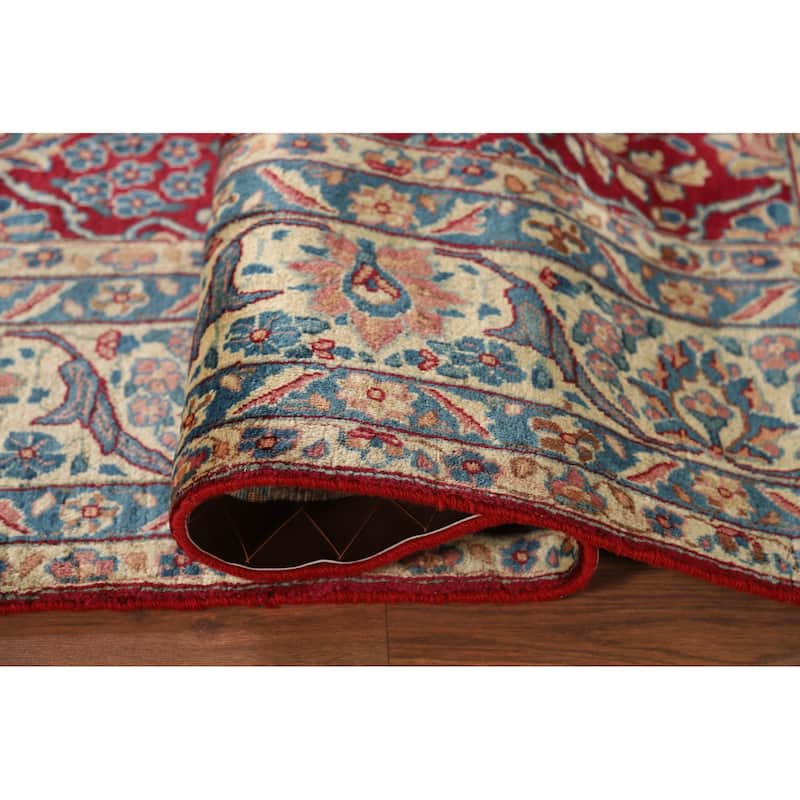 Vegetable Dye Floral Yazd Antique Persian Wool Carpet - 6'6" x 9'10"