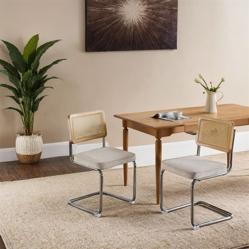 Mid Century Dining Chairs,Accent Chairs,Rattan Kitchen Chairs,2 PCS