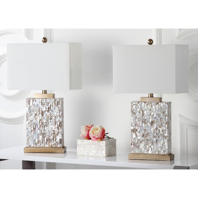 SAFAVIEH Lighting 25-inch Tory Sea Shell Table Lamp (Set of 2) - 15"x8"x24.5"