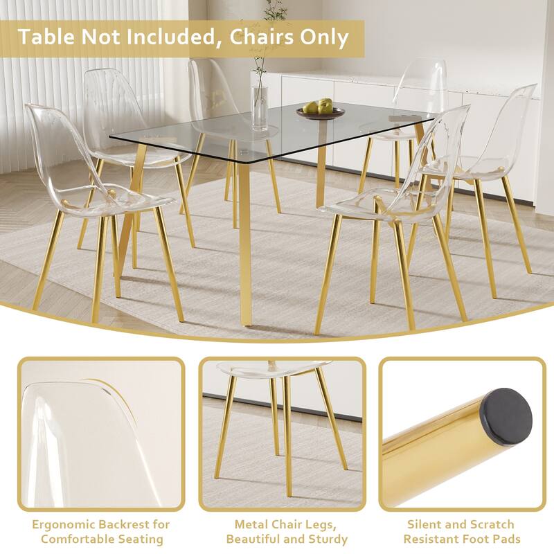 Modern Kitchen Transparency Dining Room Chairs Set of 6