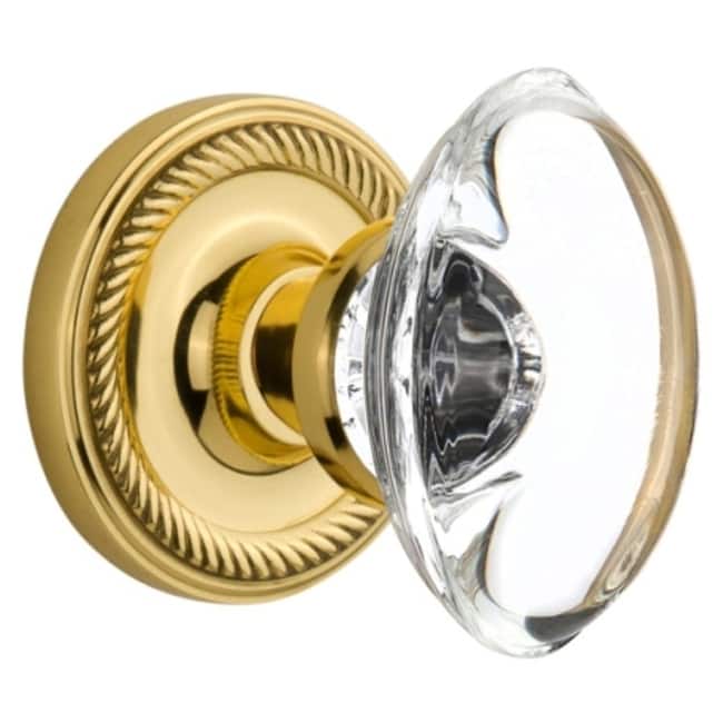 Nostalgic Warehouse Oval Clear Crystal Solid Brass Single Dummy Door - Unlacquered Brass