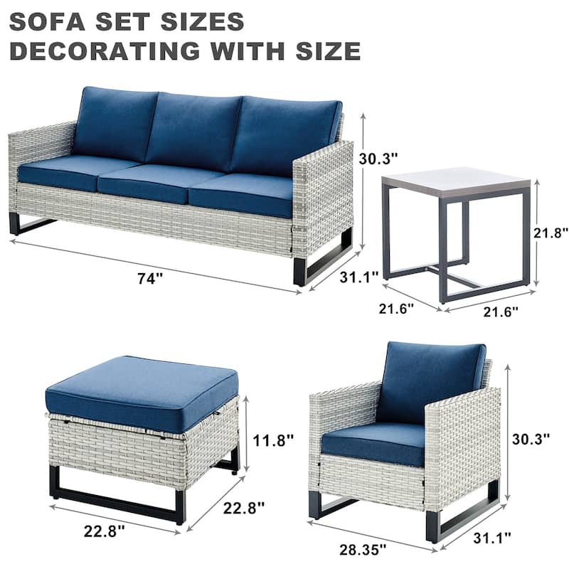6 Piece 3-Seat Sofa Chair Table Set