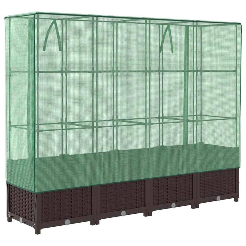 vidaXL Raised Bed Brown, Green Polypropylene, Iron, Polyethylene Large - 15.7 x 63.0 x 54.3