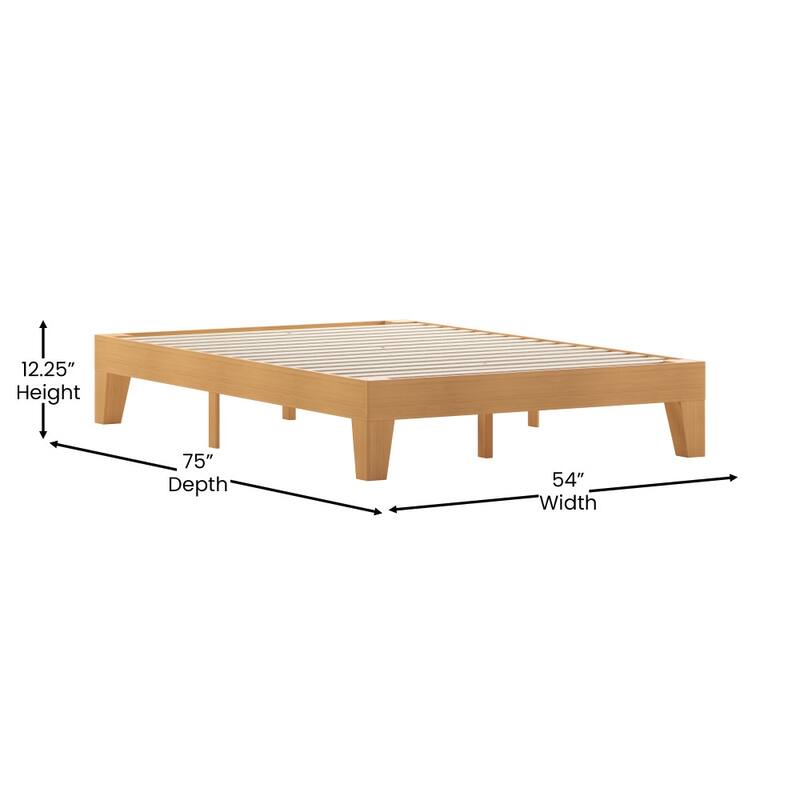 Wood Platform Bed with 14 Wooden Support Slats
