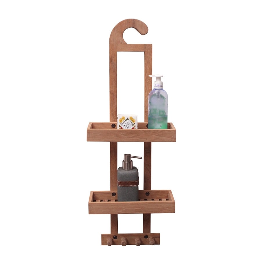 Nordic Style Teak Natural Shower Caddy - Beige - N/A