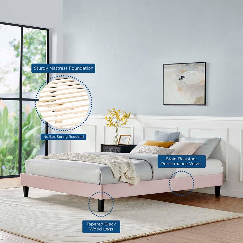 Reign King Performance Velvet Platform Bed Frame