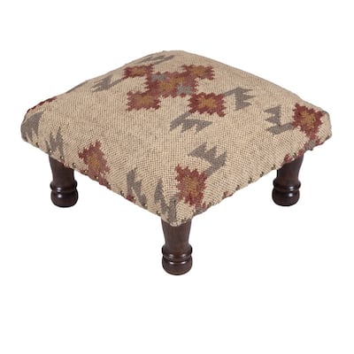HERAT ORIENTAL Handmade Upholstered Wooden Stool (India)
