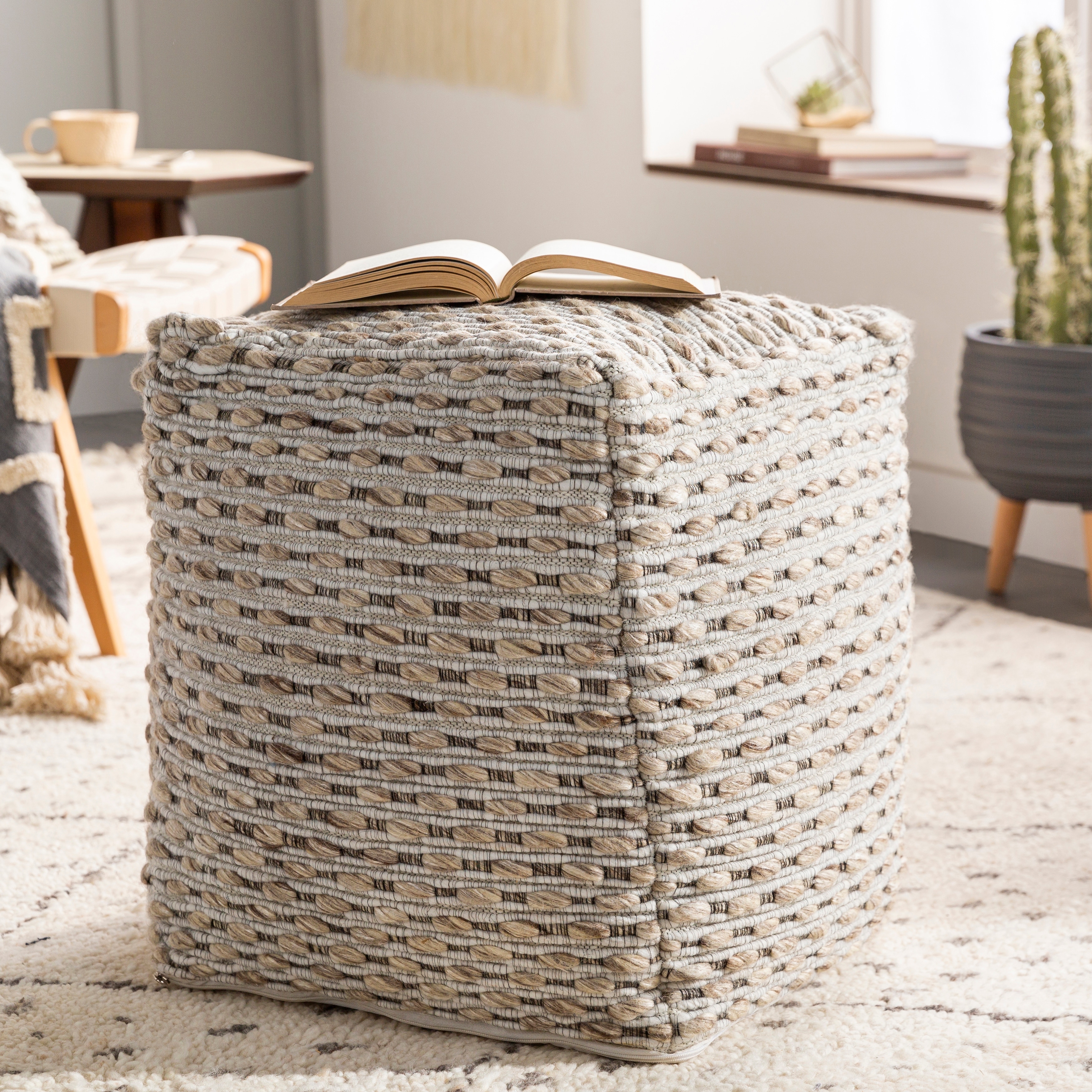 Belknap Textured Wool Global 18-inch Pouf