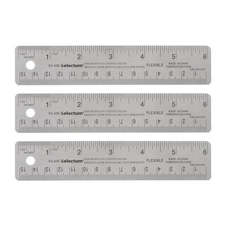Pc Solid Shift Ruler Stainless Steel Rulers with Non-Skid Backing - Silver Tone - Bed Bath ...