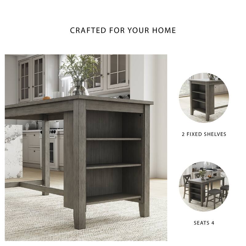 Caitbrook Rectangular Counter Height Dining Table with Storage - Gray