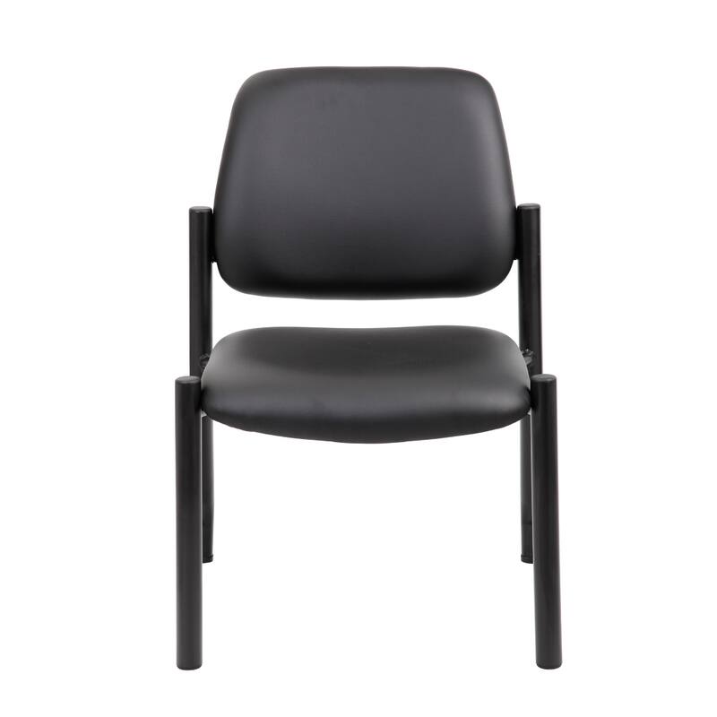 Lea Reception Guest Chair, Antimicrobial Vinyl Seat and Back, Black